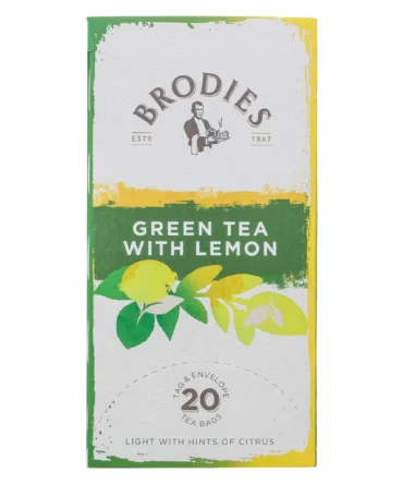 Brodies Trà Green Tea With Lemon Hộp Giấy (Green Tea With Lemon Tea) - 20 Túi Trà - 40g