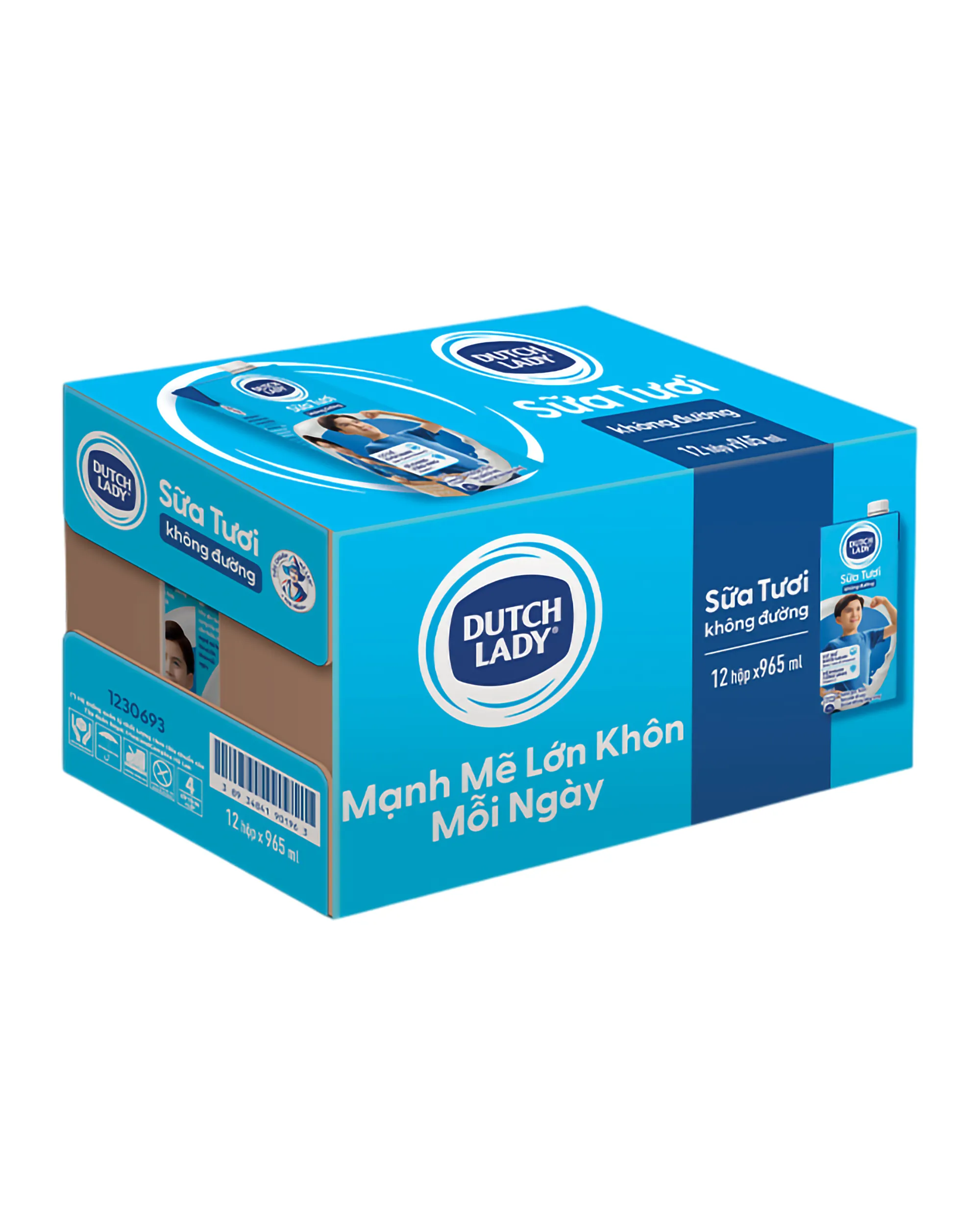 Dutch Lady Thùng 12 Hộp Sữa Tươi Không Đường - 965ml