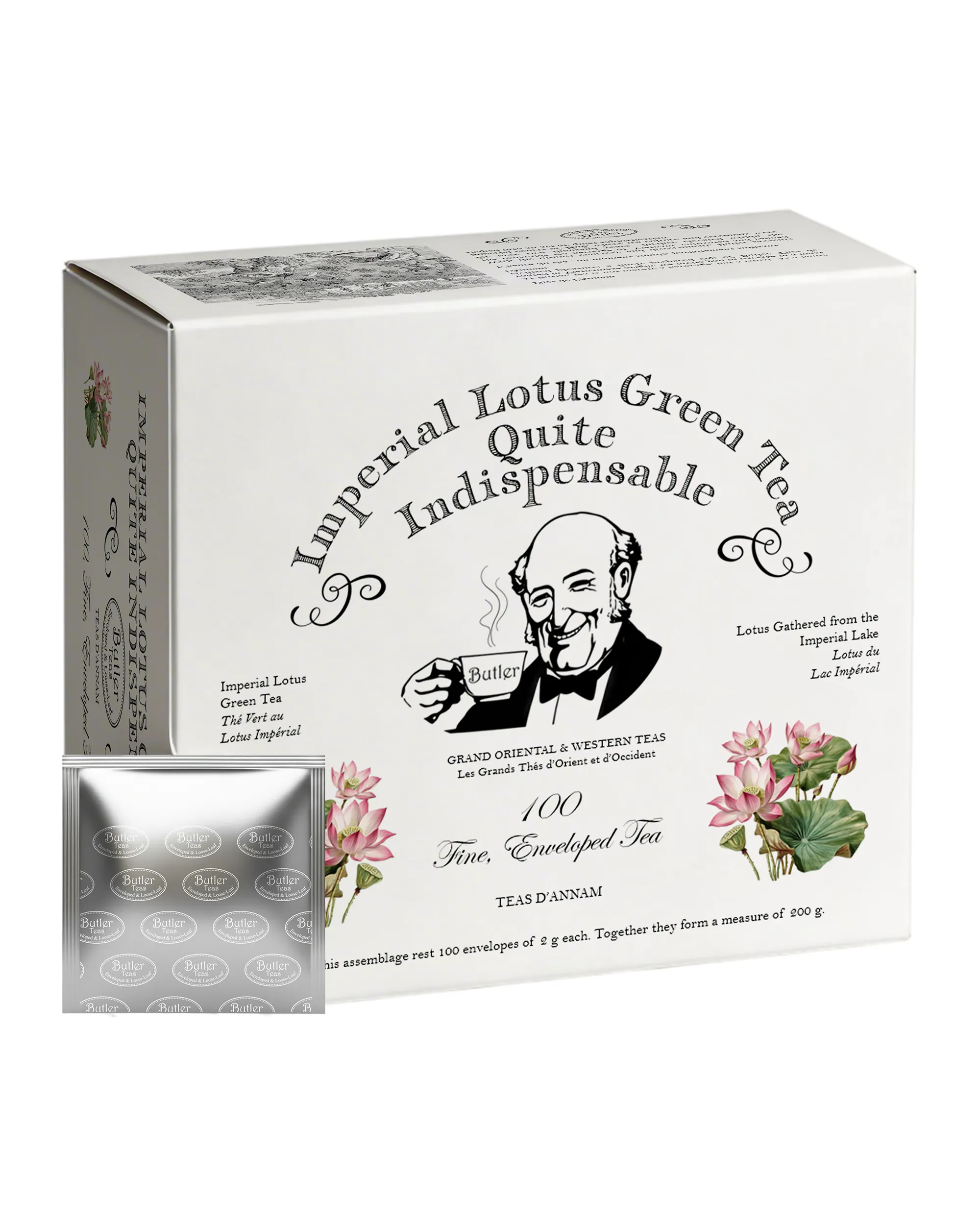 Butler Teas Trà Sen Việt Nam Imperial Lotus Green Tea Quite Indispensable - 100 Túi Lọc - 200g - Có Túi