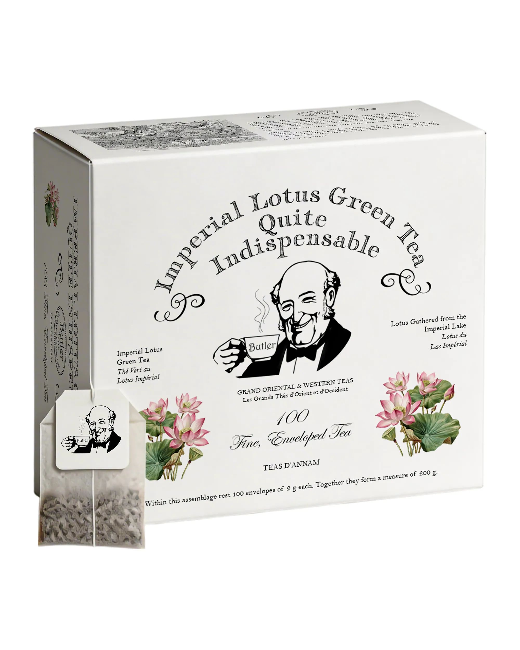 Butler Teas Trà Sen Việt Nam Imperial Lotus Green Tea Quite Indispensable - 100 Túi Lọc - 200g - Không Túi