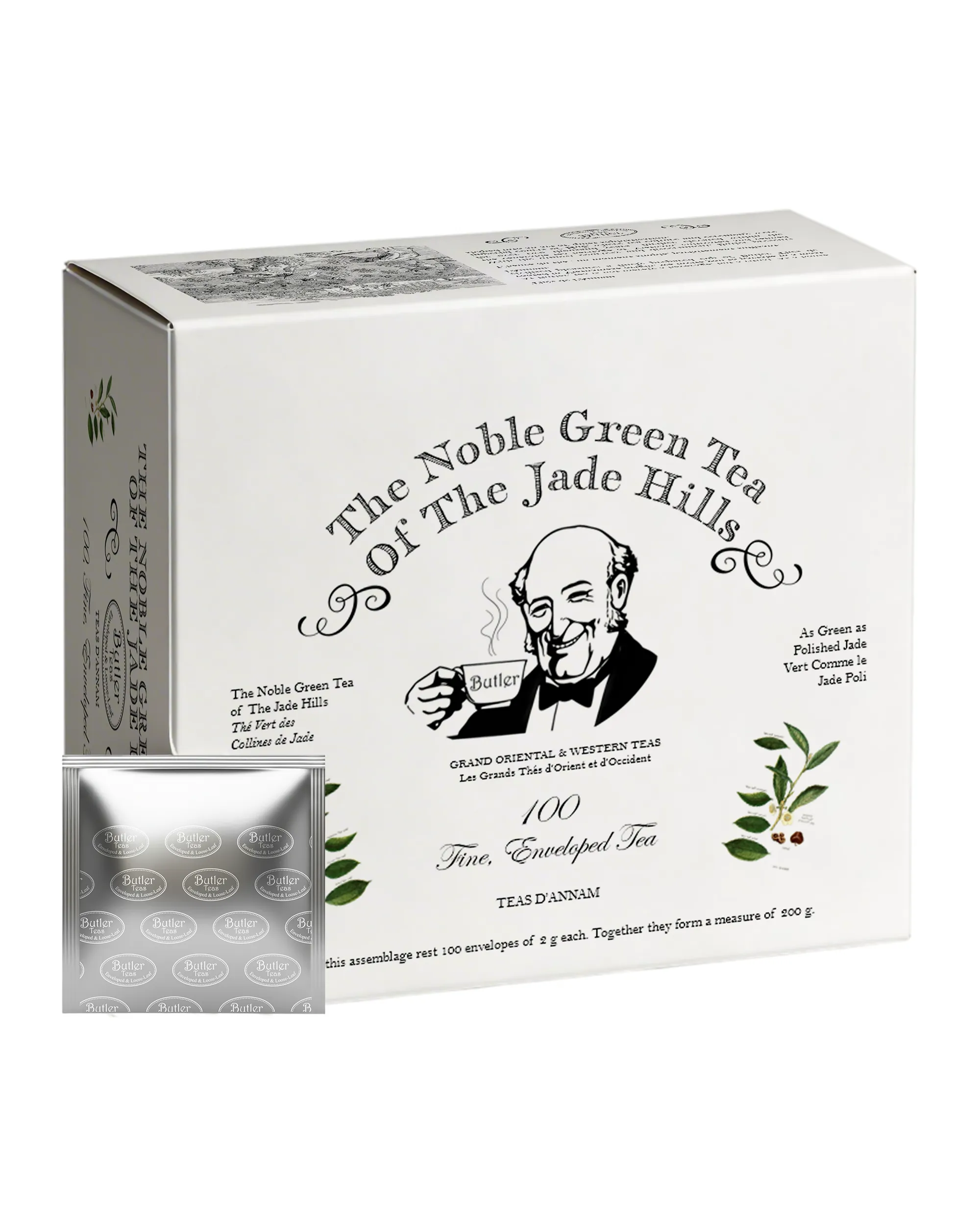 Butler Teas Trà Xanh Việt Nam The Noble Green Tea of the Jade Hills - 100 Túi Lọc - 200g - Có Túi