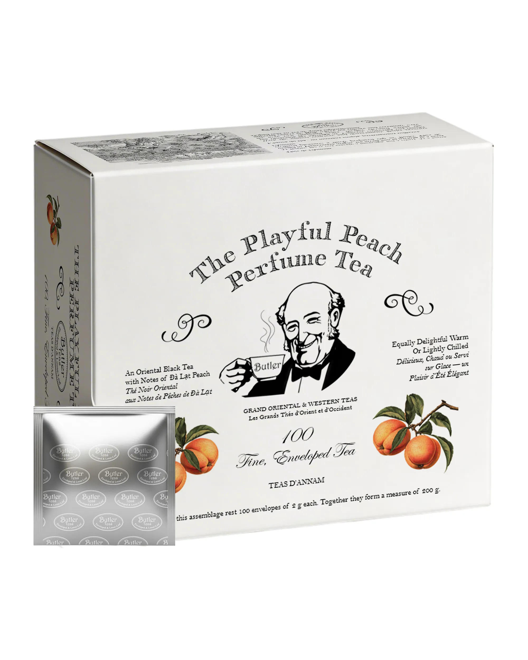 Butler Teas Trà Đen Việt Nam The Playful Peach Perfume Tea - 100 Túi Lọc - 200g - Có túi