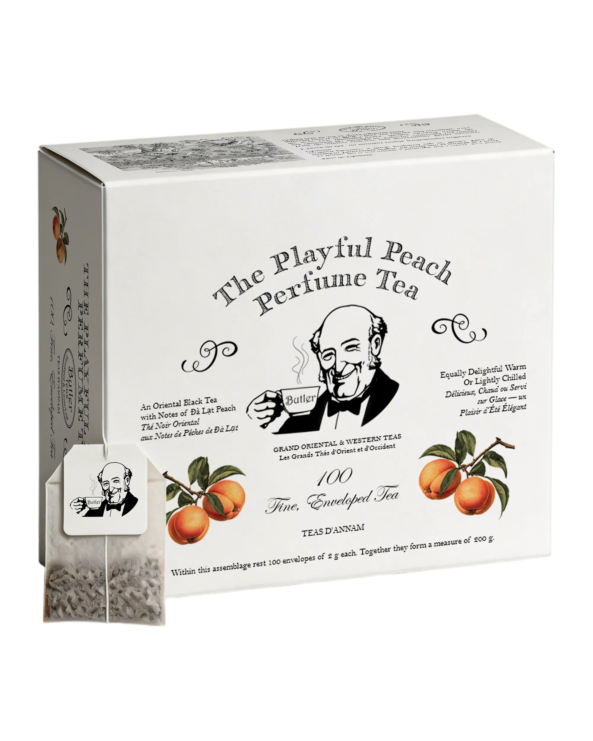 Butler Teas Trà Đen Việt Nam The Playful Peach Perfume Tea - 100 Túi Lọc - 200g - Không Túi